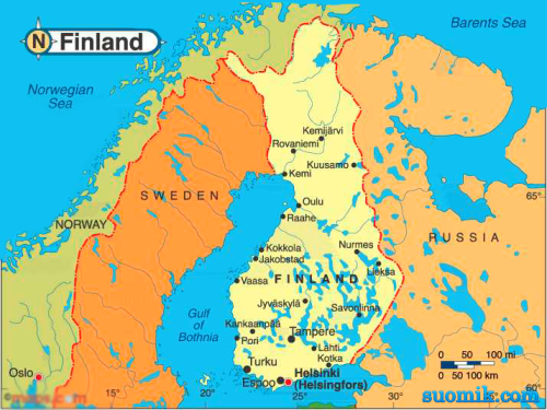 Карта Финляндии